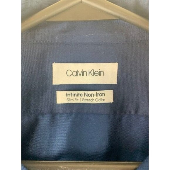 Calvin Klein Size L 166 32/33 Mens Navy Blue Shirt Long Sleeve Infinite … - Picture 2 of 5